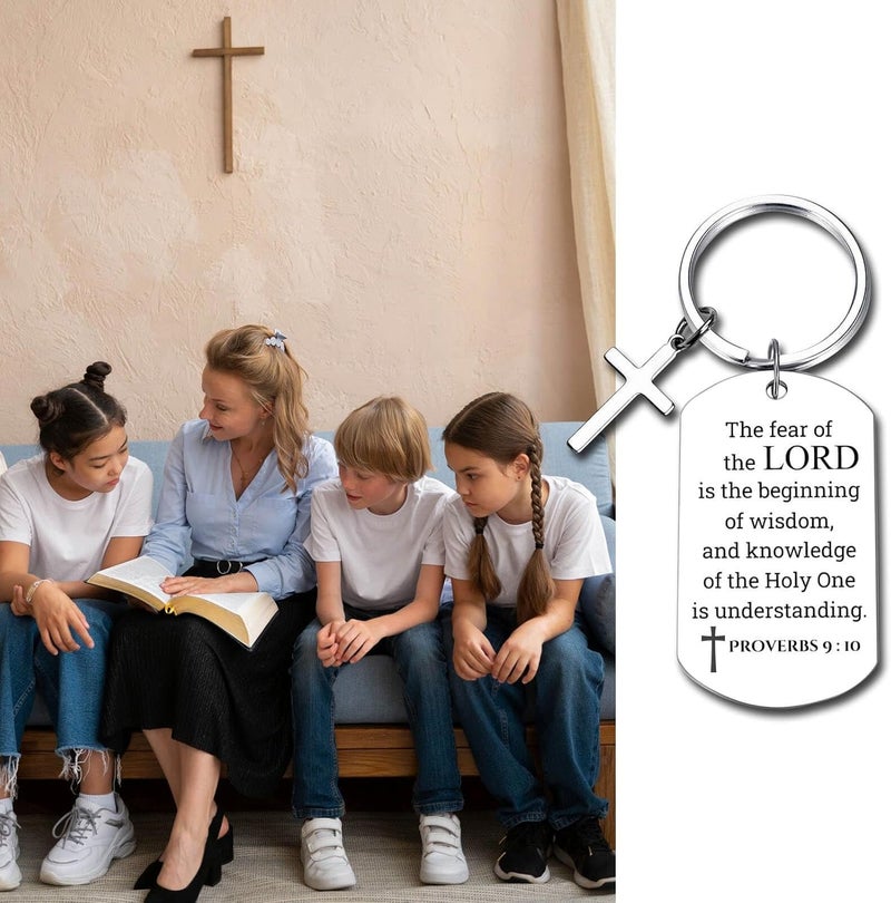 GiftYou Inspirational Scripture Metal Key Chains with Cross Pendant - Bible Verse Keychain Religious Gift for Christian - Image 2